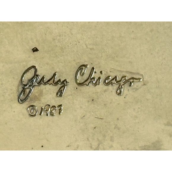 Judy Chicago 1987 triangle Holocaust Project brooch pin signed black white ename - Picture 10 of 16